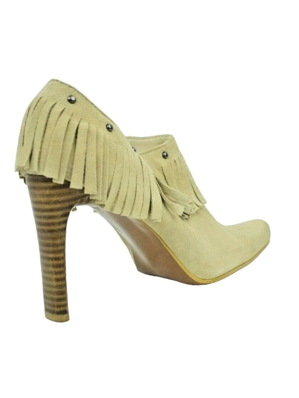 MIA Womens US Size 9 Hunter Tan Suede Leather Fringe Ankle Booties 4 inch Heels - Picture 5 of 11